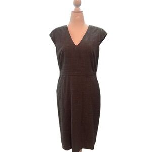 Ann Taylor Charcoal V-Neck Sheath Dress